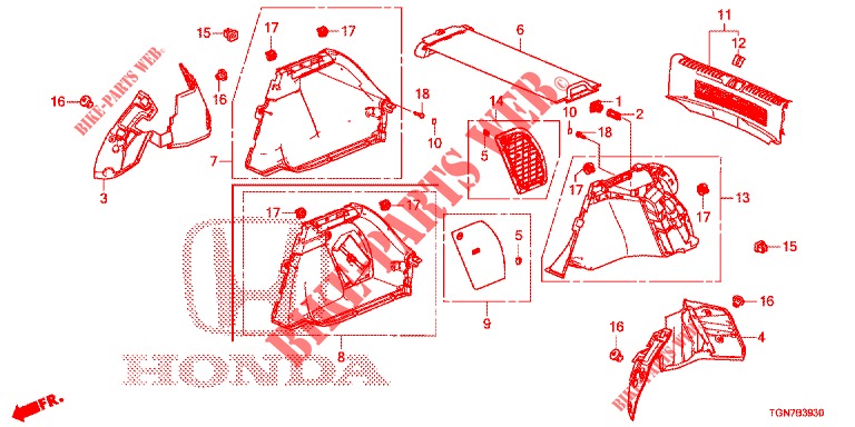 KOFFERRAUM SEITENVERKL.  für Honda CIVIC DIESEL 1.6 ENTRY 5 Türen 9 gang automatikgetriebe 2018