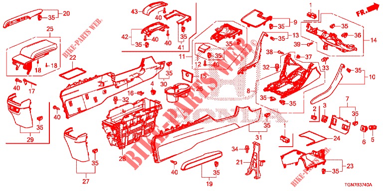 KONSOLE (LH) für Honda CIVIC DIESEL 1.6 ENTRY 5 Türen 9 gang automatikgetriebe 2018
