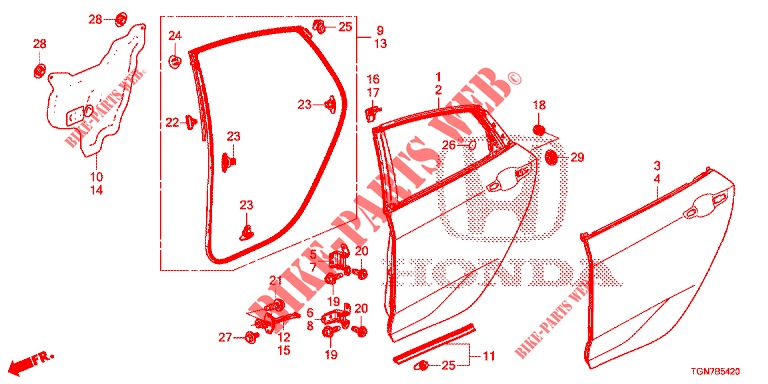TUERBLECHE, HINTEN(4D)  für Honda CIVIC DIESEL 1.6 ENTRY 5 Türen 9 gang automatikgetriebe 2018