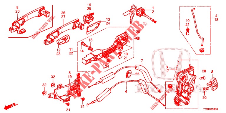 TUERSCHLOESSER, VORNE/AEUSSERER GRIFF  für Honda CIVIC DIESEL 1.6 ENTRY 5 Türen 9 gang automatikgetriebe 2018