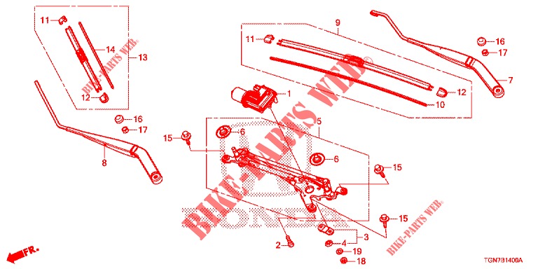 WINDSCHUTZSCHEIBENWISCHER (LH) für Honda CIVIC DIESEL 1.6 ENTRY 5 Türen 9 gang automatikgetriebe 2018