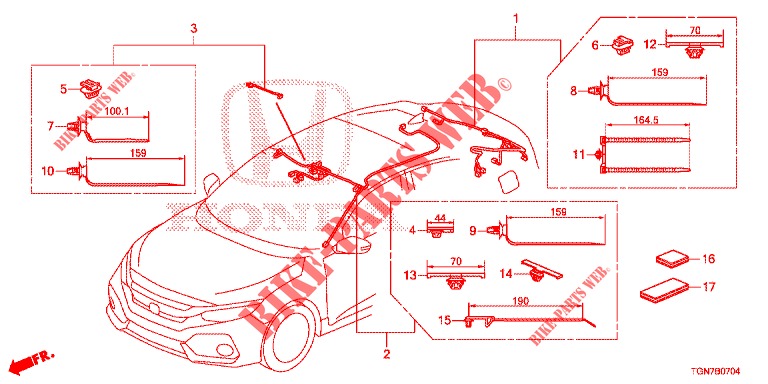 KABELBAUM (5) (LH) für Honda CIVIC DIESEL 1.6 MID 5 Türen 6 gang-Schaltgetriebe 2018