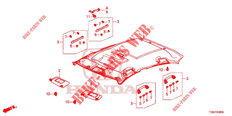 DACHVERKLEIDUNG (1) für Honda CIVIC DIESEL 1.6 MID 5 Türen 9 gang automatikgetriebe 2018