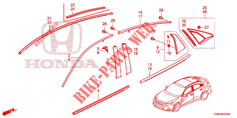 GRILL, VORNE/ZIERLEISTE  für Honda CIVIC DIESEL 1.6 MID 5 Türen 9 gang automatikgetriebe 2018