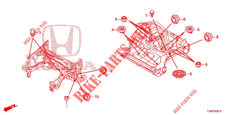 GUMMITUELLE (AVANT) für Honda CIVIC DIESEL 1.6 MID 5 Türen 9 gang automatikgetriebe 2018
