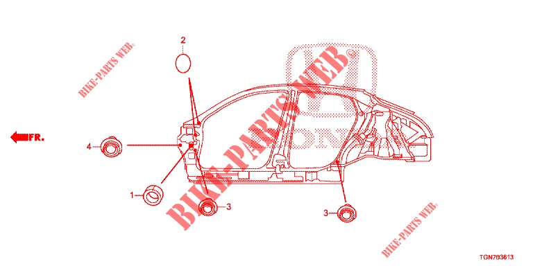 GUMMITUELLE (LATERAL) für Honda CIVIC DIESEL 1.6 MID 5 Türen 9 gang automatikgetriebe 2018