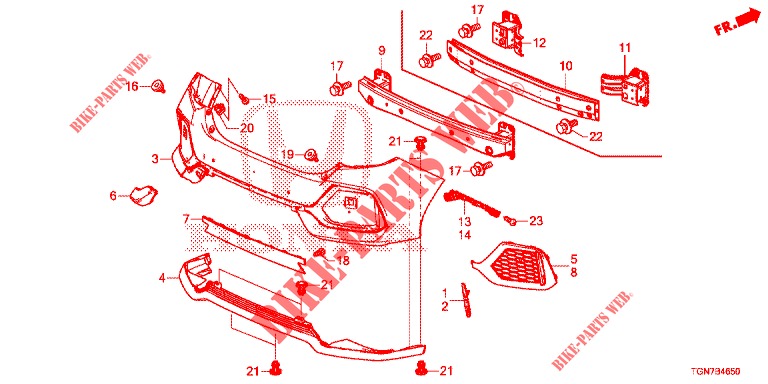 HINTERER STOSSFAENGER  für Honda CIVIC DIESEL 1.6 MID 5 Türen 9 gang automatikgetriebe 2018