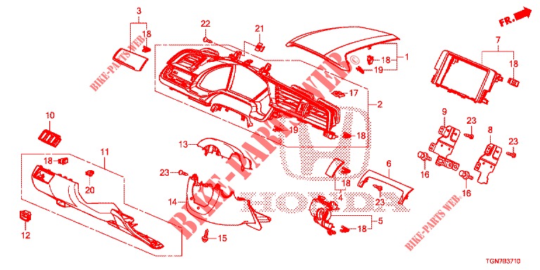 INSTRUMENT, ZIERSTUECK (COTE DE CONDUCTEUR) (LH) für Honda CIVIC DIESEL 1.6 MID 5 Türen 9 gang automatikgetriebe 2018