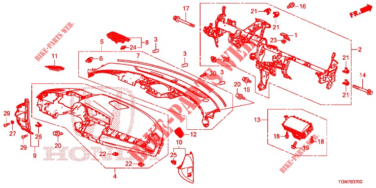 INSTRUMENTENBRETT, OBEN (LH) für Honda CIVIC DIESEL 1.6 MID 5 Türen 9 gang automatikgetriebe 2018