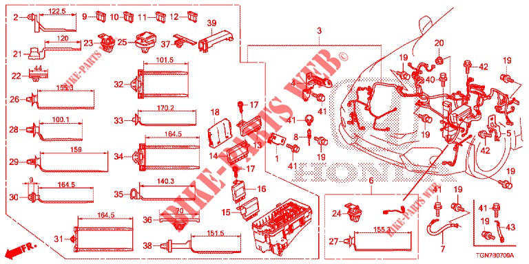 KABELBAUM (1) (LH) für Honda CIVIC DIESEL 1.6 MID 5 Türen 9 gang automatikgetriebe 2018