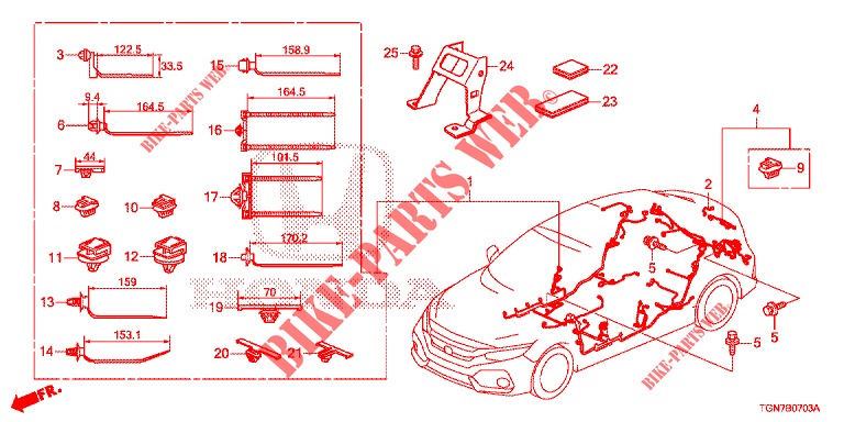 KABELBAUM (4) (LH) für Honda CIVIC DIESEL 1.6 MID 5 Türen 9 gang automatikgetriebe 2018