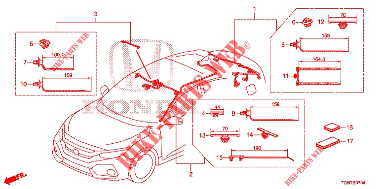 KABELBAUM (5) (LH) für Honda CIVIC DIESEL 1.6 MID 5 Türen 9 gang automatikgetriebe 2018