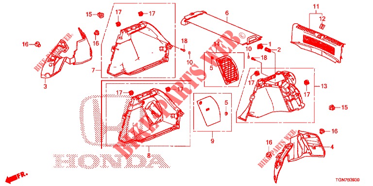 KOFFERRAUM SEITENVERKL.  für Honda CIVIC DIESEL 1.6 MID 5 Türen 9 gang automatikgetriebe 2018