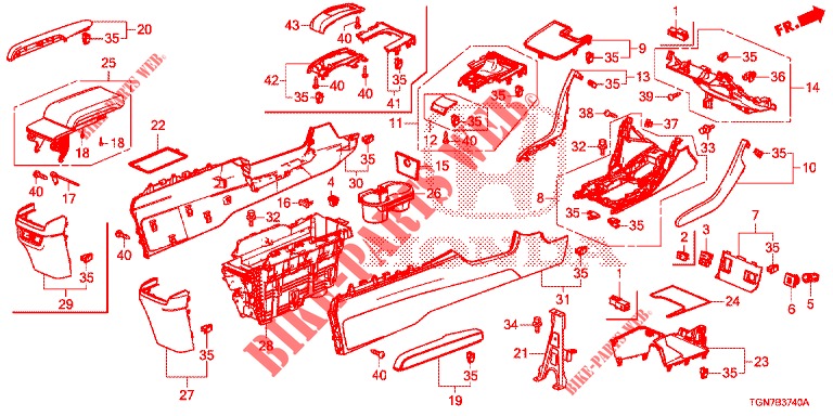 KONSOLE (LH) für Honda CIVIC DIESEL 1.6 MID 5 Türen 9 gang automatikgetriebe 2018