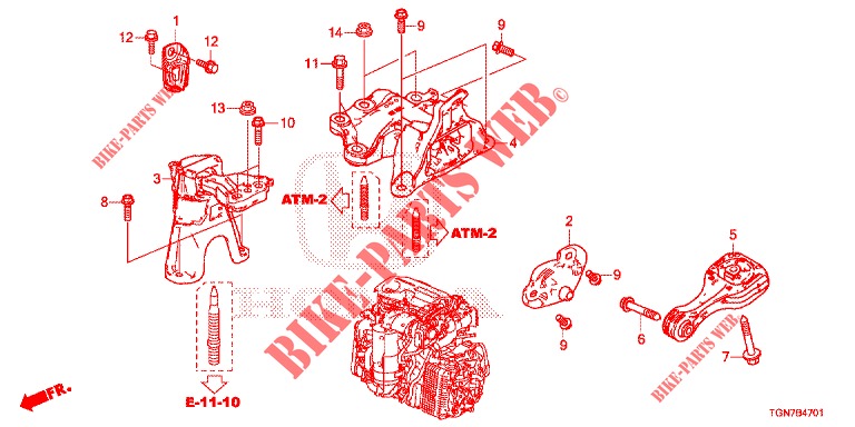 MOTORBEFESTIGUNGEN (AT) für Honda CIVIC DIESEL 1.6 MID 5 Türen 9 gang automatikgetriebe 2018