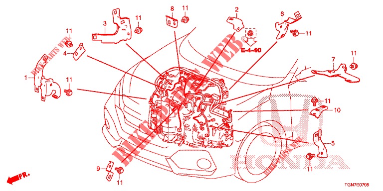 MOTORKABELBAUM, STREBE(1.7L)(RH)  für Honda CIVIC DIESEL 1.6 MID 5 Türen 9 gang automatikgetriebe 2018
