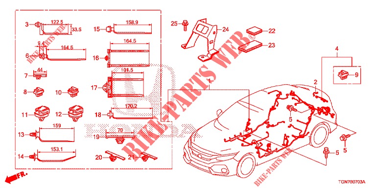 KABELBAUM (4) (LH) für Honda CIVIC DIESEL 1.6 MID Black Edition 5 Türen 6 gang-Schaltgetriebe 2018