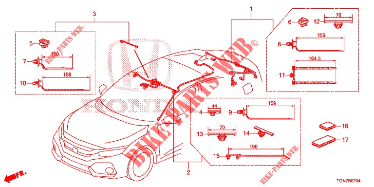 KABELBAUM (5) (LH) für Honda CIVIC DIESEL 1.6 MID Black Edition 5 Türen 6 gang-Schaltgetriebe 2018