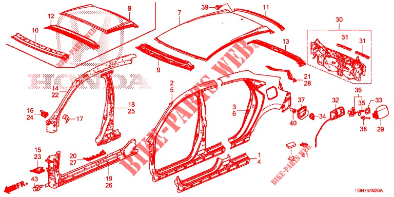 AUSSENBLECHE/TAFEL, HINTEN  für Honda CIVIC DIESEL 1.6 MID Black Edition 5 Türen 9 gang automatikgetriebe 2018