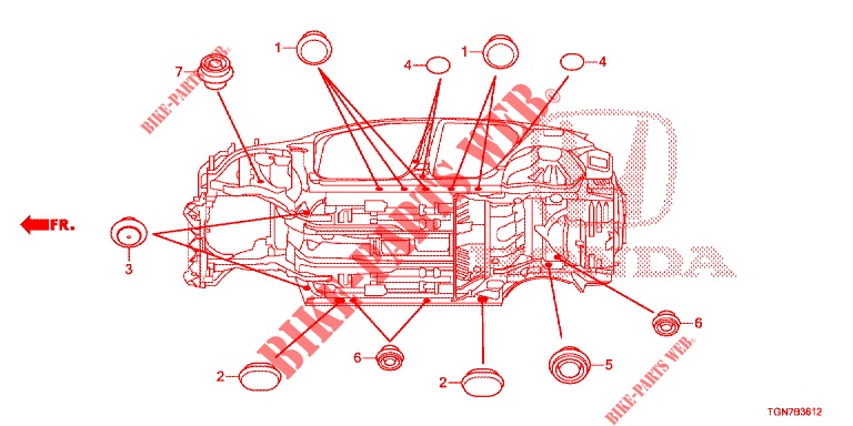 GUMMITUELLE (INFERIEUR) für Honda CIVIC DIESEL 1.6 MID Black Edition 5 Türen 9 gang automatikgetriebe 2018