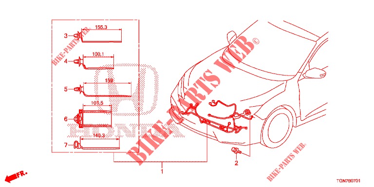 KABELBAUM (2) (LH) für Honda CIVIC DIESEL 1.6 MID Black Edition 5 Türen 9 gang automatikgetriebe 2018