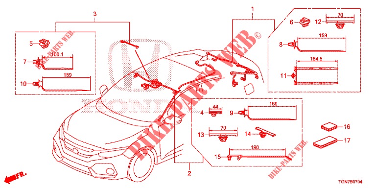 KABELBAUM (5) (LH) für Honda CIVIC DIESEL 1.6 MID Black Edition 5 Türen 9 gang automatikgetriebe 2018