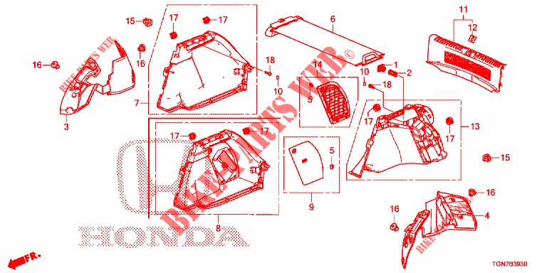 KOFFERRAUM SEITENVERKL.  für Honda CIVIC DIESEL 1.6 MID Black Edition 5 Türen 9 gang automatikgetriebe 2018