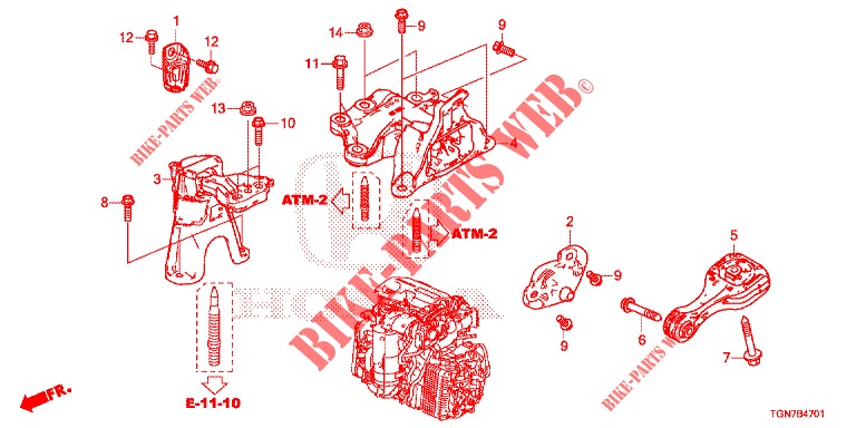 MOTORBEFESTIGUNGEN (AT) für Honda CIVIC DIESEL 1.6 MID Black Edition 5 Türen 9 gang automatikgetriebe 2018