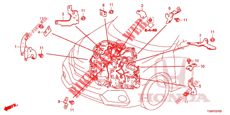 MOTORKABELBAUM, STREBE(1.7L)(RH)  für Honda CIVIC DIESEL 1.6 MID Black Edition 5 Türen 9 gang automatikgetriebe 2018