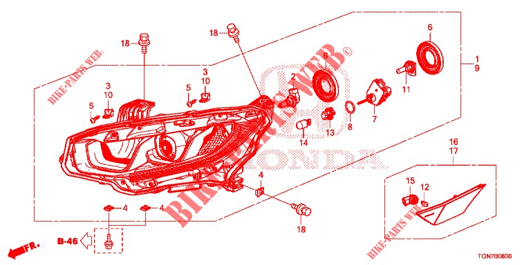 SCHEINWERFER (HALOGENE) für Honda CIVIC DIESEL 1.6 MID Black Edition 5 Türen 9 gang automatikgetriebe 2018