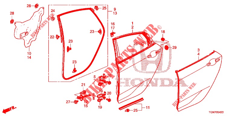 TUERBLECHE, HINTEN(4D)  für Honda CIVIC DIESEL 1.6 MID Black Edition 5 Türen 9 gang automatikgetriebe 2018