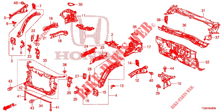 VORDERE TRENNWAND/STIRNWAND  für Honda CIVIC DIESEL 1.6 MID Black Edition 5 Türen 9 gang automatikgetriebe 2018