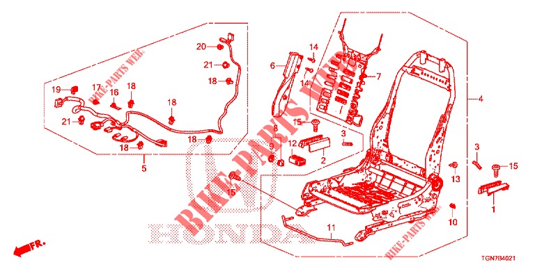 VORNE SITZKOMPONENTEN (D.) (SIEGE REGLAGE MANUEL) (2) für Honda CIVIC DIESEL 1.6 MID Black Edition 5 Türen 9 gang automatikgetriebe 2018