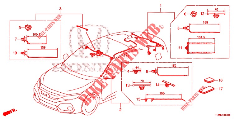 KABELBAUM (5) (LH) für Honda CIVIC DIESEL 1.6 S 5 Türen 6 gang-Schaltgetriebe 2018