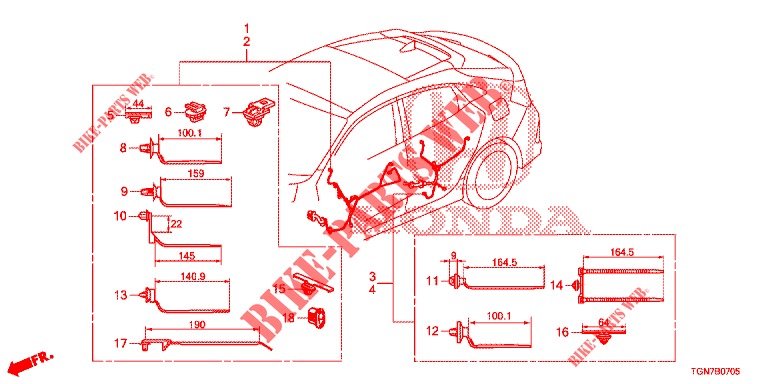 KABELBAUM (6) (LH) für Honda CIVIC DIESEL 1.6 S 5 Türen 6 gang-Schaltgetriebe 2018