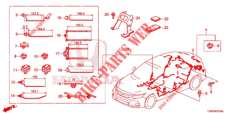 KABELBAUM (4) (LH) für Honda CIVIC DIESEL 1.6 S 5 Türen 9 gang automatikgetriebe 2018