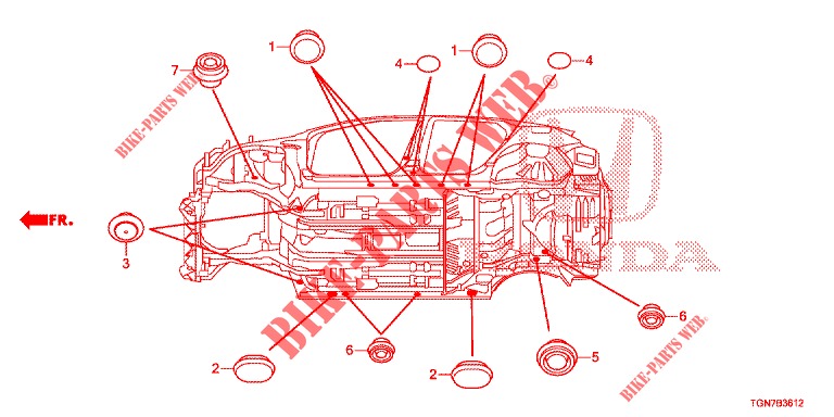 GUMMITUELLE (INFERIEUR) für Honda CIVIC DIESEL 1.6 TOP 5 Türen 6 gang-Schaltgetriebe 2018