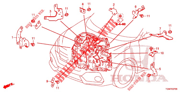 MOTORKABELBAUM, STREBE(1.7L)(RH)  für Honda CIVIC DIESEL 1.6 TOP 5 Türen 6 gang-Schaltgetriebe 2018