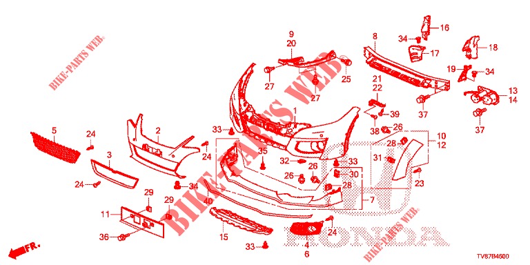 VORDERE STOSSFAENGER  für Honda CIVIC TYPE R 5 Türen 6 gang-Schaltgetriebe 2015