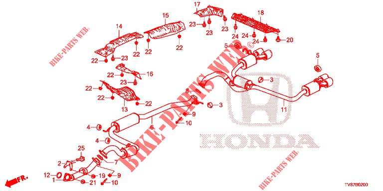 AUSPUFFROHR/SCHALLDAEMPFER (PGM FI)  für Honda CIVIC TYPE R 5 Türen 6 gang-Schaltgetriebe 2016