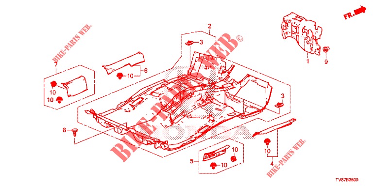 BODENMATTE/ISOLATOR  für Honda CIVIC TYPE R 5 Türen 6 gang-Schaltgetriebe 2016