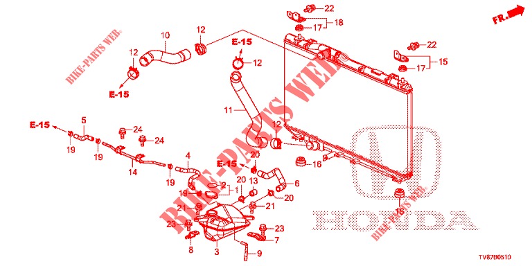 FLEXIBLE KÜHLER  / RESERVOIR ERWEITERUNG für Honda CIVIC TYPE R 5 Türen 6 gang-Schaltgetriebe 2016