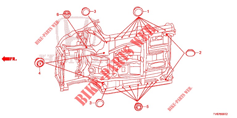 GUMMITUELLE (INFERIEUR) für Honda CIVIC TYPE R 5 Türen 6 gang-Schaltgetriebe 2016