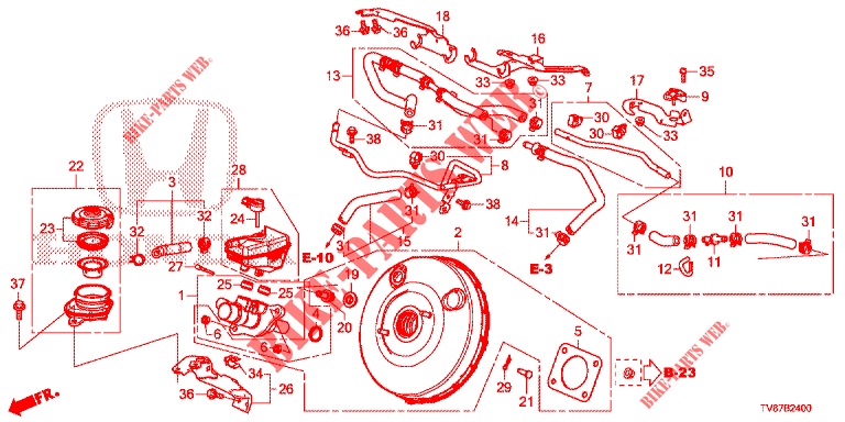HAUPTBREMSZYLINDER/MASTER POWER (LH) für Honda CIVIC TYPE R 5 Türen 6 gang-Schaltgetriebe 2016