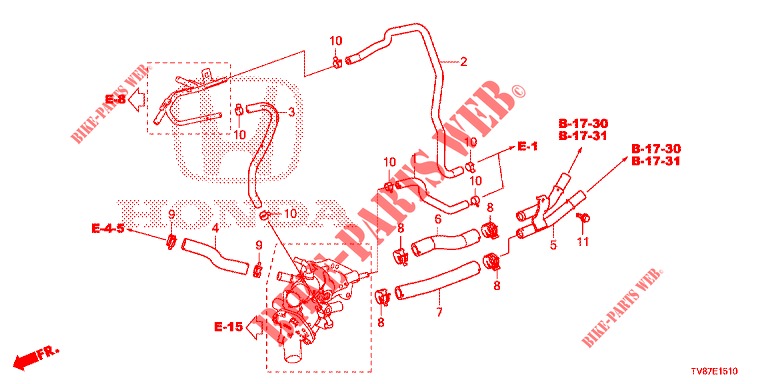 HEIZUNGSEINHEIT/WASSERSCHLAUCH  für Honda CIVIC TYPE R 5 Türen 6 gang-Schaltgetriebe 2016