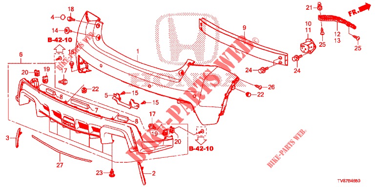 HINTERER STOSSFAENGER  für Honda CIVIC TYPE R 5 Türen 6 gang-Schaltgetriebe 2016