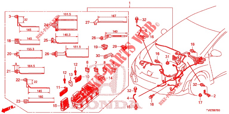 KABELBAUM (1) (LH) für Honda CIVIC TYPE R 5 Türen 6 gang-Schaltgetriebe 2016