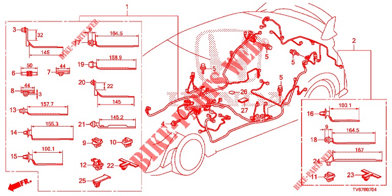 KABELBAUM (3) (LH) für Honda CIVIC TYPE R 5 Türen 6 gang-Schaltgetriebe 2016