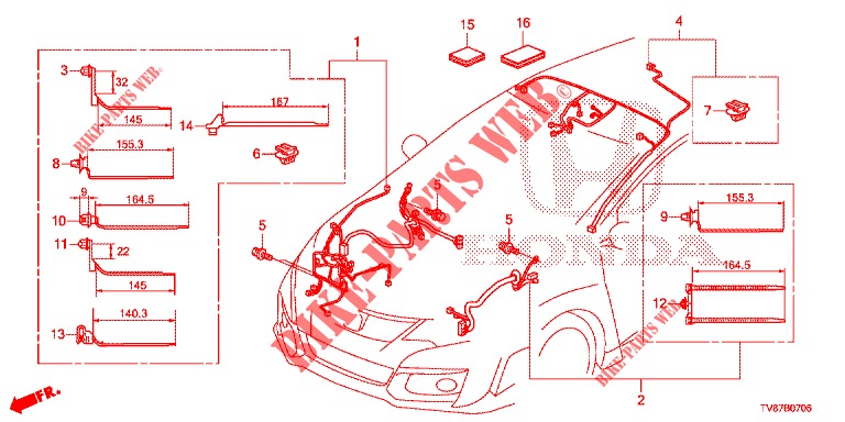 KABELBAUM (4) (LH) für Honda CIVIC TYPE R 5 Türen 6 gang-Schaltgetriebe 2016