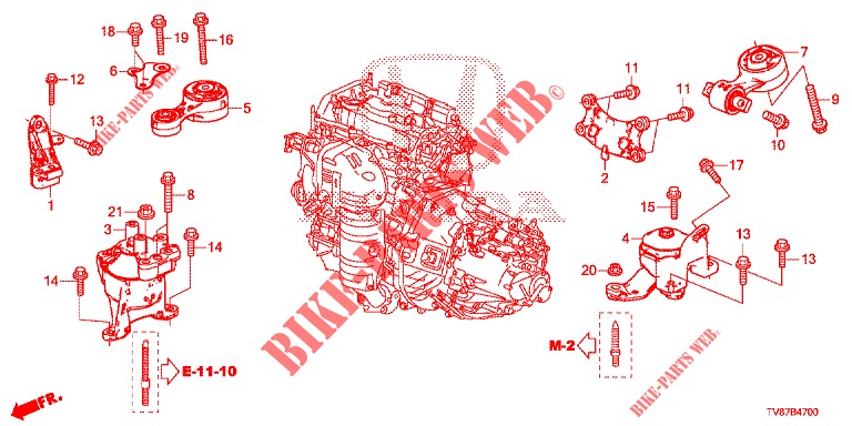 MOTORBEFESTIGUNGEN  für Honda CIVIC TYPE R 5 Türen 6 gang-Schaltgetriebe 2016